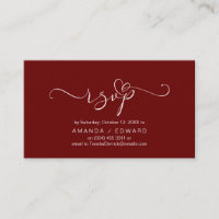 Romantic, Burgundy, Invitation RSVP, respond