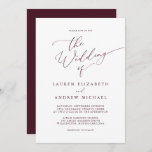 Romantic Burgundy Minimalist Wedding Invitation<br><div class="desc">Beautiful burgundy minimalist wedding invitation. Fully customizable with names,  dates,  location and colours to match your wedding theme.</div>