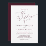 Romantic Burgundy Minimalist Wedding Invitation<br><div class="desc">Beautiful burgundy minimalist wedding invitation. Fully customizable with names,  dates,  location and colours to match your wedding theme.</div>
