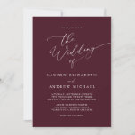 Romantic Burgundy Minimalist Wedding Invitation<br><div class="desc">Beautiful burgundy minimalist wedding invitation. Fully customizable with names,  dates,  location and colours to match your wedding theme.</div>