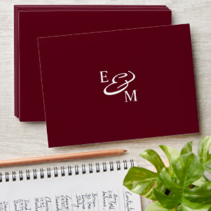 Romantic Burgundy Monodram Wedding  Envelope