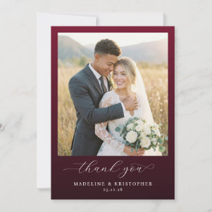 Romantic Burgundy Photo Thank You Card
