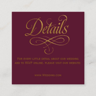 Romantic Burgundy QR Wedding Details Card