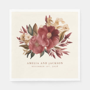 Romantic Burgundy red and copper Wedding Napkin