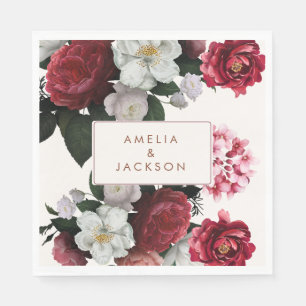 Romantic Burgundy red and copper Wedding Napkin