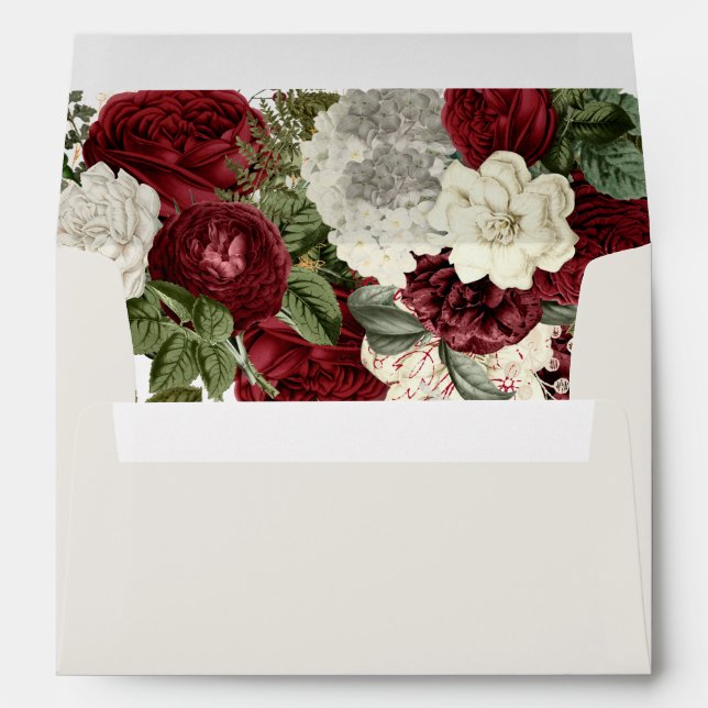 Romantic Burgundy Red Floral All Occasion Envelope (Back (Bottom))
