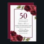 Romantic Burgundy Red Roses 50th Birthday Party Invitation<br><div class="desc">Romantic Burgundy Red Roses 50th Birthday Party Invitation

See matching collection in Niche and Nest Store</div>
