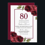Romantic Burgundy Red Roses 80th Birthday Party Invitation<br><div class="desc">Romantic Burgundy Red Roses 80th Birthday Party Invitation

See matching collection in Niche and Nest Store</div>
