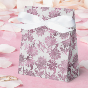 Romantic Burgundy Red Silver Floral Bridal Shower Favor Box
