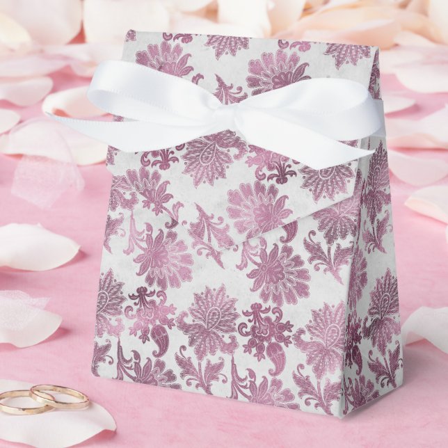 Romantic Burgundy Red Silver Floral Bridal Shower Favor Box (Wedding)