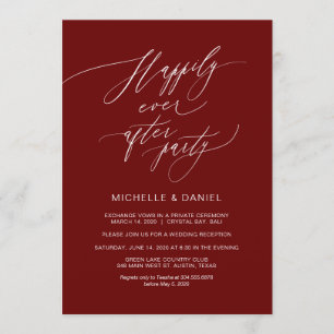 Romantic Burgundy Script, Wedding Elopement Invitation