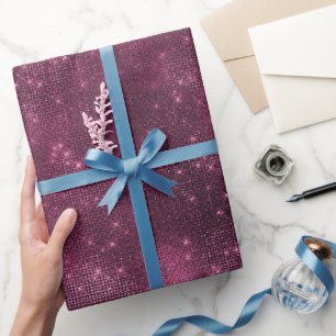 Romantic Burgundy Sparkle Glitzy Bridal Shower Wrapping Paper