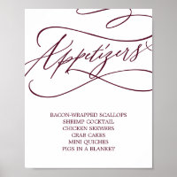 Romantic Burgundy Text Wedding Appetizers