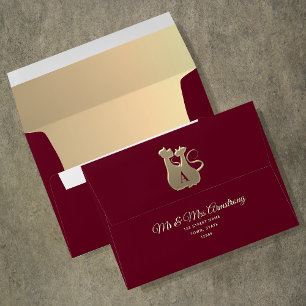 Romantic Burgundy Wedding Envelope