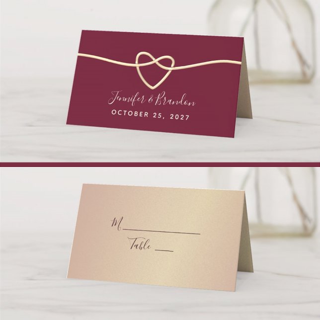 Romantic Burgundy Wedding Place Card (Creator Uploaded)