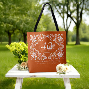 Romantic Burnt Orange 40th Wedding Anniversary Tote Bag