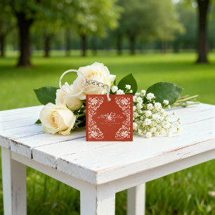Romantic Burnt Orange Mr & Mrs Acrylic Keychain