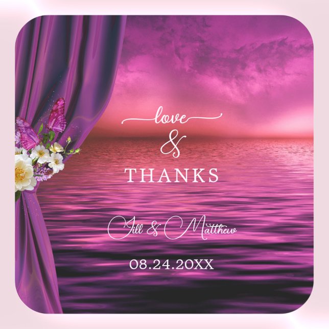 Romantic Butterflies Wedding Thank You Stickers (Creator Uploaded)