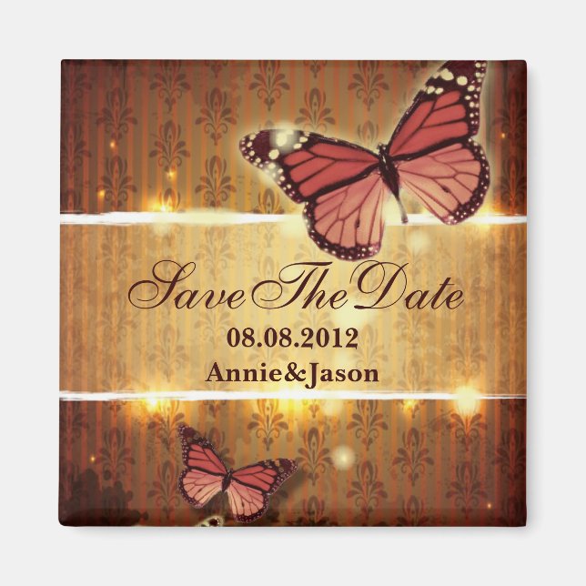 romantic butterfly fall wedding save the date magnet (Front)
