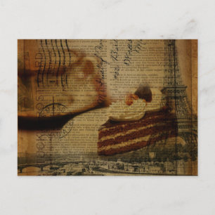 romantic cake lover Paris eiffel tower Postcard