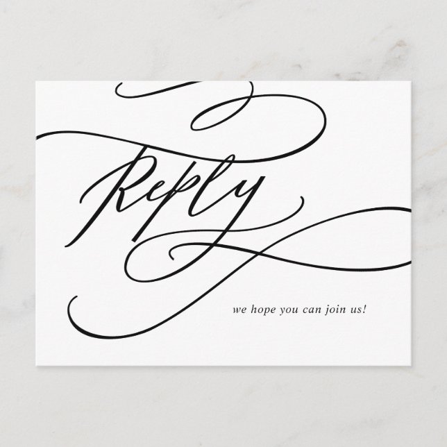 Romantic Calligraphy 3 Menu Choice RSVP Postcard (Front)