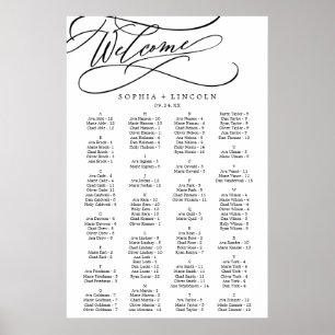 Romantic Calligraphy Alphabetical Seating Chart