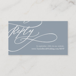 Romantic Calligraphy Blue and White Website RSVP Enclosure Card