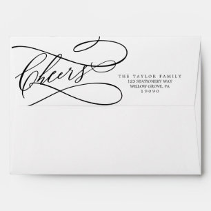 Romantic Calligraphy Cheers New Year Card Envelope