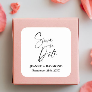 Romantic Calligraphy Custom Wedding Save the Date Square Sticker