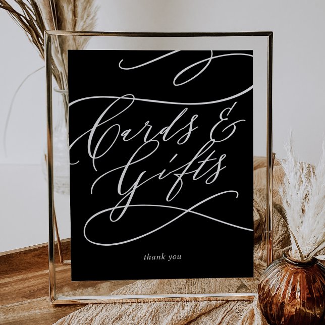 Romantic Calligraphy Dark Black Cards & Gifts Poster (Creator Uploaded)