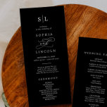 Romantic Calligraphy | Dark Black Wedding Program<br><div class="desc">This romantic calligraphy dark black monogram wedding program is perfect for a simple wedding. The modern classic design features fancy swirls and whimsical flourishes with gorgeous elegant hand lettered typography. Include the couples initials, the names of the couple, the wedding date and location, thank you message, order of service, wedding...</div>