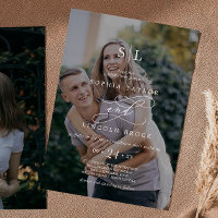 Romantic Calligraphy Dark Photo Monogram Wedding