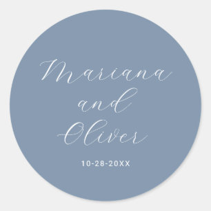 Romantic Calligraphy Dusty Blue Envelope Seals