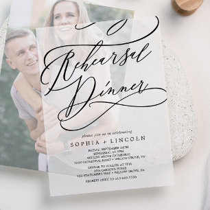 Romantic Calligraphy Elegant Rehearsal Dinner Vellum Invitations