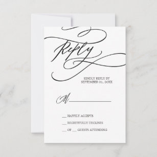 Romantic Calligraphy   Flourish Simple RSVP Card