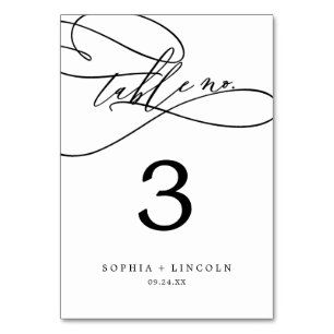 Romantic Calligraphy   Flourish Table Number