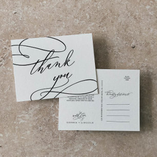 Romantic Calligraphy   Flourish Thank You Postcard