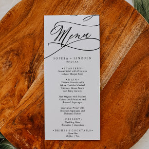 Romantic Calligraphy Flourish Wedding Dinner Menu