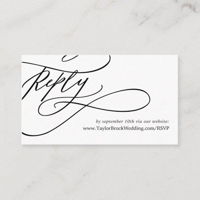 Romantic Calligraphy Flourish Wedding Website RSVP Enclosure Card (Front)