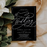 Romantic Calligraphy | Frame Black The Wedding Of Invitation<br><div class="desc">This romantic calligraphy frame black wedding invitation is perfect for a simple wedding. The modern classic design features fancy swirls and whimsical flourishes with gorgeous elegant hand lettered typography and a formal frame on a sophisticated black background.</div>