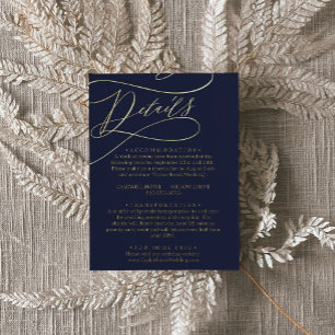 Romantic Calligraphy Gold Foil Navy Details Card