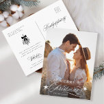 Romantic Calligraphy Merry Christmas Photo Postcard<br><div class="desc">This Christmas photo postcard featuring elegant and romantic swirly calligraphy lettering with pinecone twigs,  stars and custom text message on the back. For more advanced customization of this design,  please click the BLUE DESIGN TOOL BUTTON above!</div>