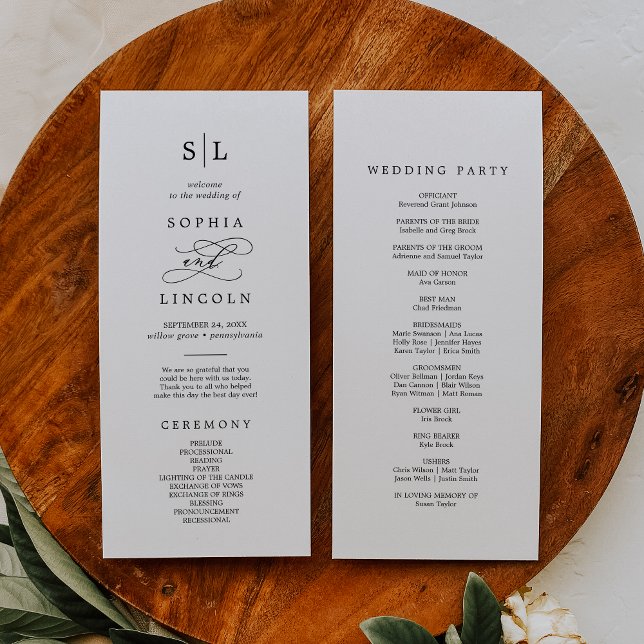 Romantic Calligraphy Monogram Wedding Program (Creator Uploaded)