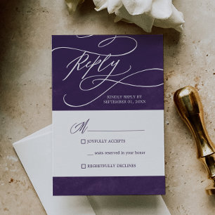Romantic Calligraphy Purple Watercolor Simple RSVP Card