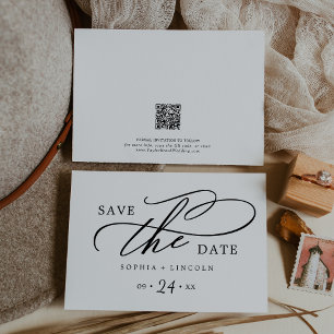 Romantic Calligraphy   QR Code Horizontal Save The Date