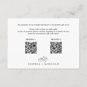 Romantic Calligraphy QR Codes Wedding Wishing Well Enclosure Card