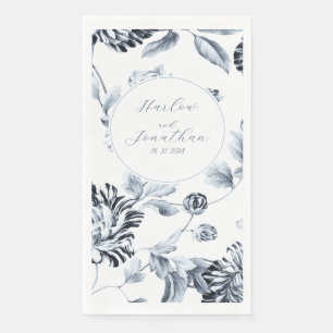 Romantic Calligraphy Silver & White Floral Wedding Napkin