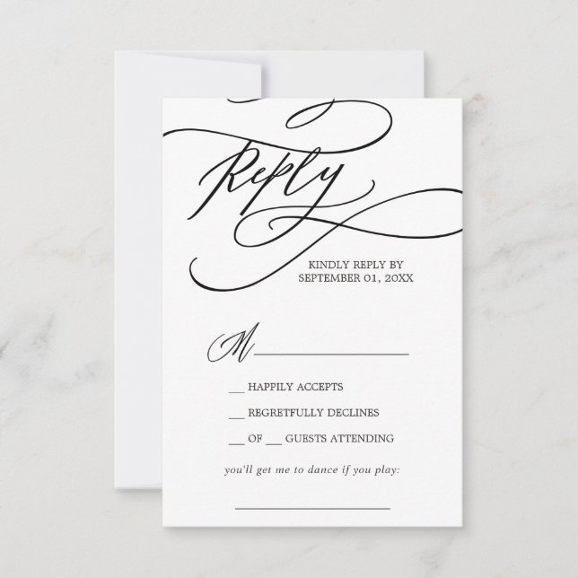 Romantic Calligraphy Song Request RSVP Card (Front)