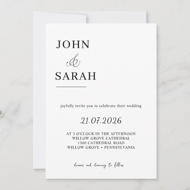 Romantic  Calligraphy Wedding Invitation (Devant)
