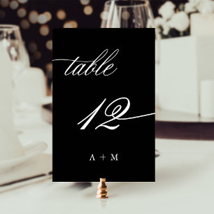 Romantic Calligraphy Wedding Number 12, Black Table Number
